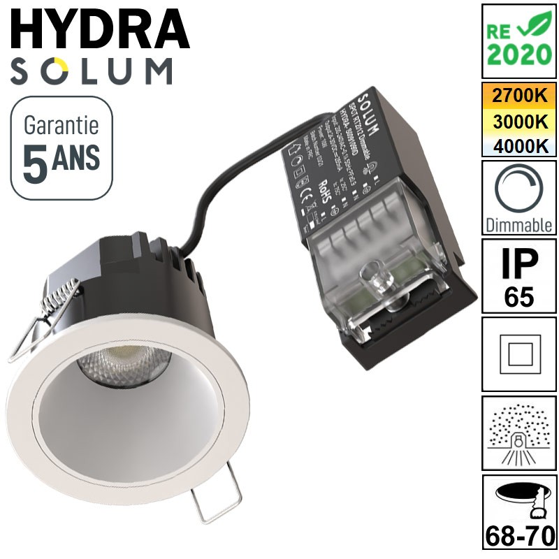 Spot et convertisseur SOLUM HYDRA BLANC