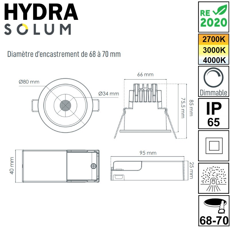 Dimensions spot SOLUM HYDRA