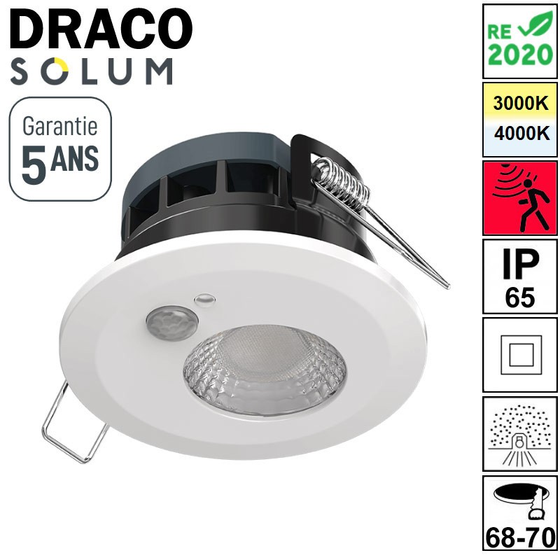 Spot encastré de plafond avec détecteur SOLUM DRACO