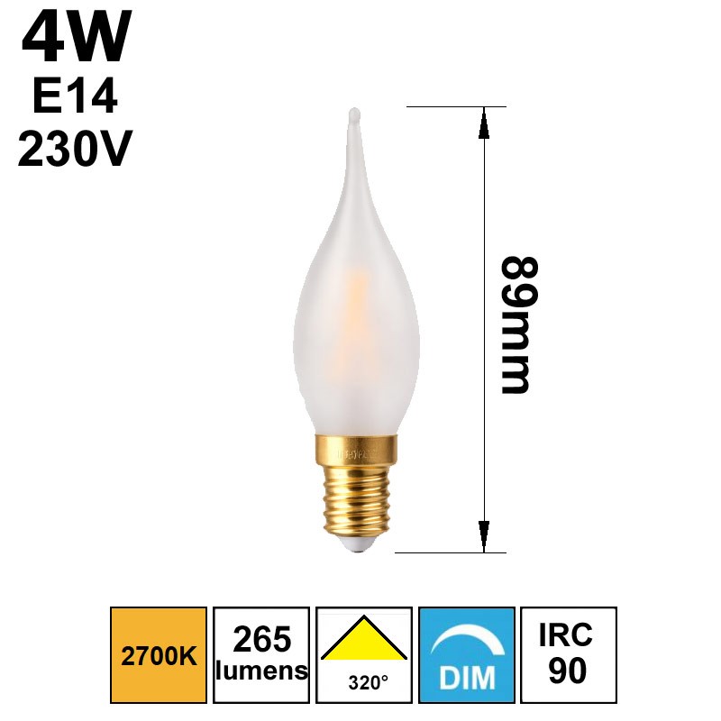 Petite ampoule flamme droite 4W E14 230V - Grand siècle