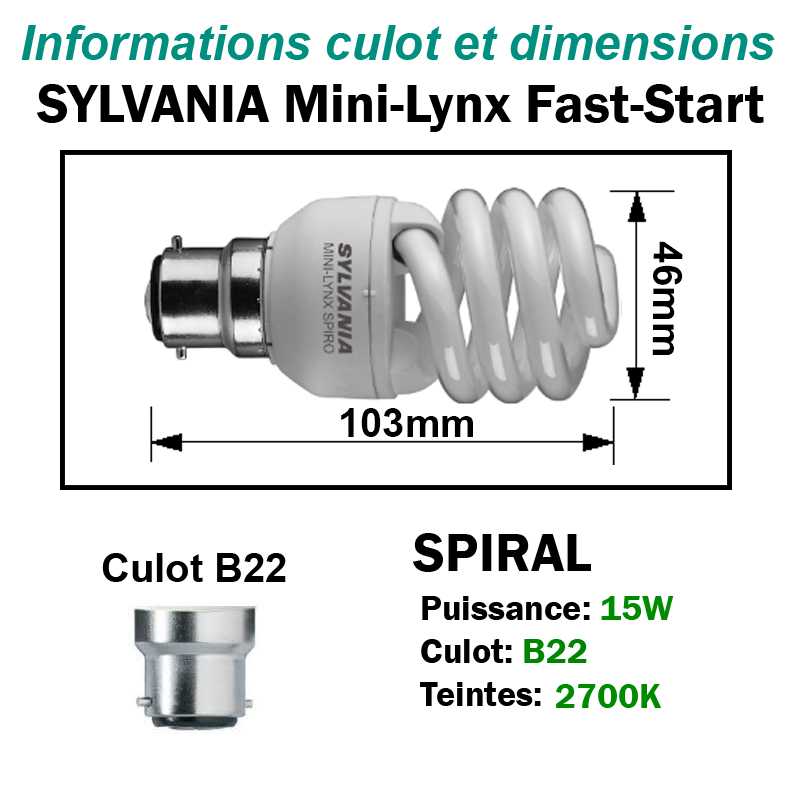 SYLVANIA 15W SPIRALE B22