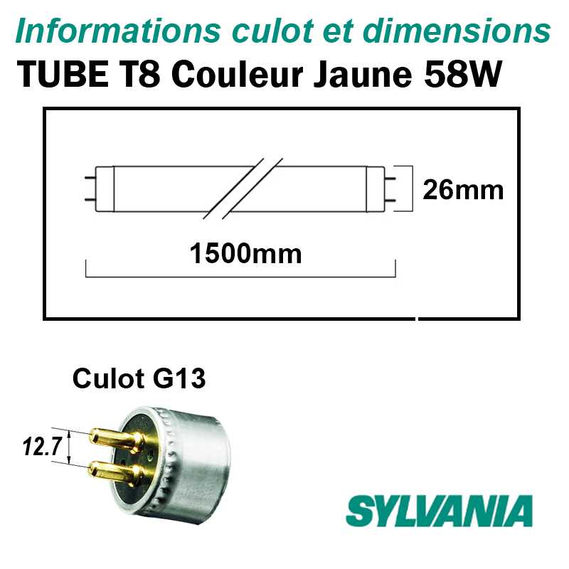 SYLVANIA T8 JAUNE 58W