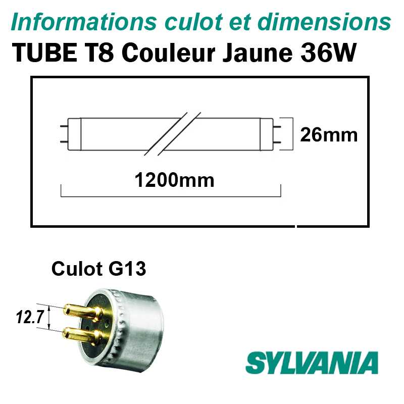 SYLVANIA T8 JAUNE 36W