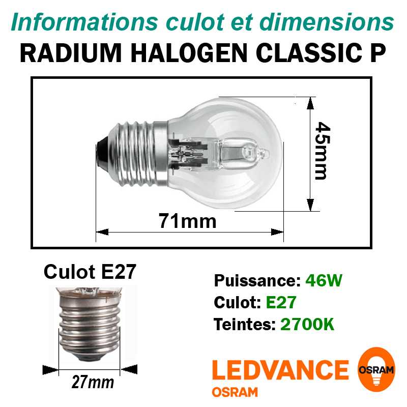 Ampoule LED Osram Tubulaire 46w substitut 125w 5400 lumen blanc chaud 2700K  E40