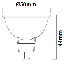 Dimension ampoule MR16 12V Sylvania