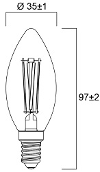 Dimensions flamme E14 - SYLVANIA 0029482