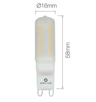 Dimensions LED G9 Beneito Long uniforme-line