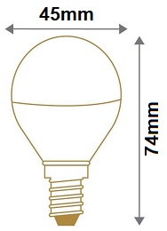 Dimensions lampe sphérique dépolie LED Girard Sudron 5W E27