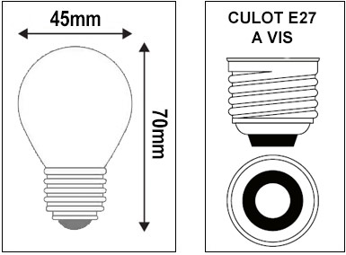 Lampe sphérique pour guirlande - LED 1W E27 230V