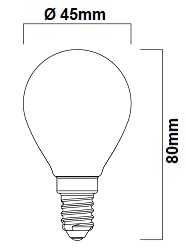 Dimension LED SYLVANIA TOLEDO RETRO SHERIQUE SATINEE E14