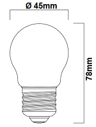 Dimension LED SYLVANIA TOLEDO RETRO SHERIQUE SATINEE E27