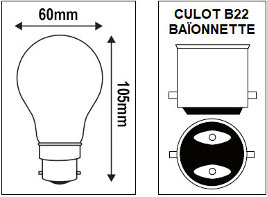 Ampoule B22 SYLVANIA ToLEDo Standard 5W 8W