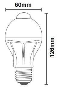 Dimensions ampoule DURALAMP A6075-PIR