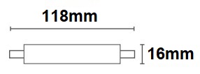 Dimensions tube LED R7s 118mm - DURALAMP LF1981W