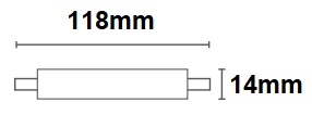 Dimensions tube LED R7s 118mm