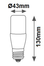 Dimensions lampe LED tubulaire 11W E27 230V
