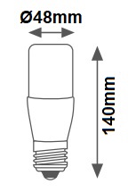 Dimensions lampe LED tubulaire 48W E27 230V