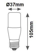Dimensions lampe LED tubulaire 7W E27 230V