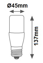 Dimensions lampe LED tubulaire 10W E27 230V