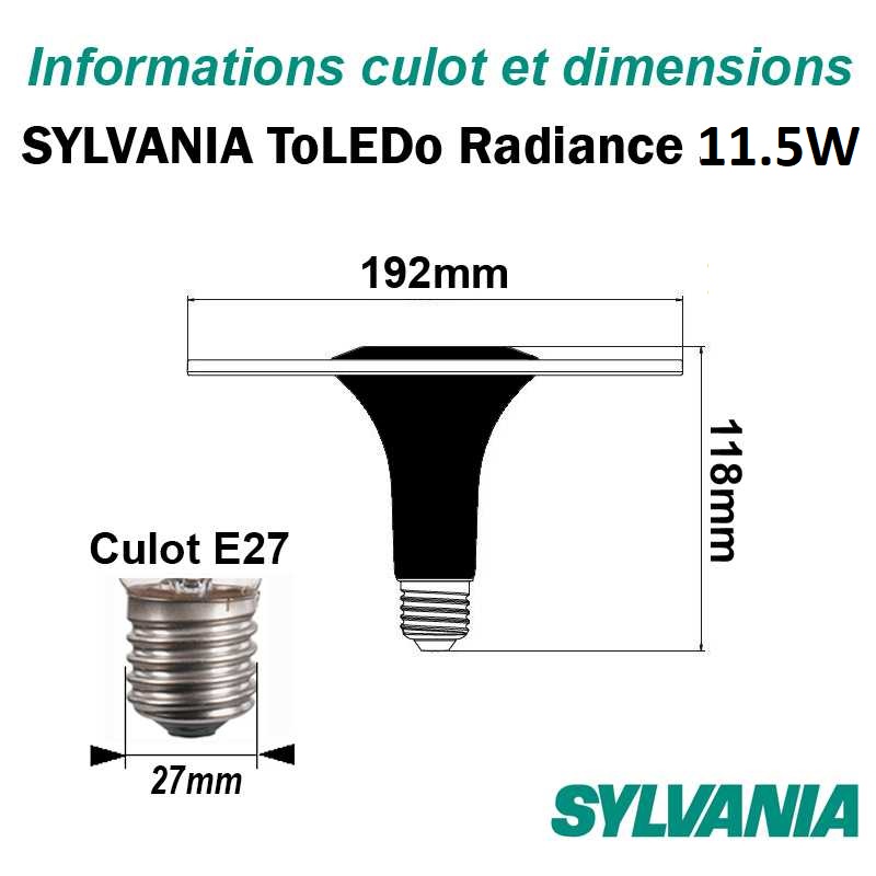 DImensions ampoule Sylvania ToLEDo Radiance