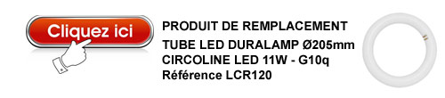Remplacement tube circulaire fluo par tube LED G10q Ø205mm