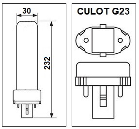 Dimension ampoule LED G23 9W