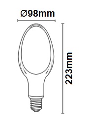 Dimensions lampe LED ovoïde 24W E27 230V