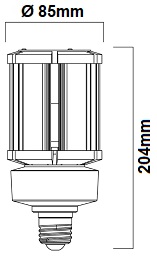 Dimensions sylvania toledo performer 36W E27 230V