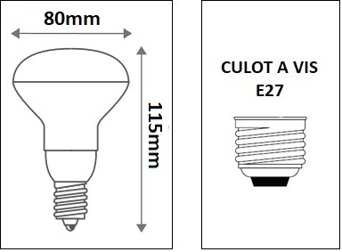 Spot LED rouge R80 4W E27 230V