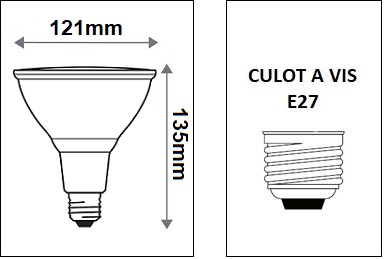 réflecteur PAR38 couleur E27