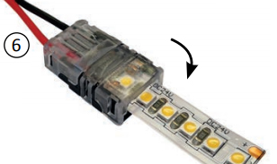 Le branchement du ruban LED terminé