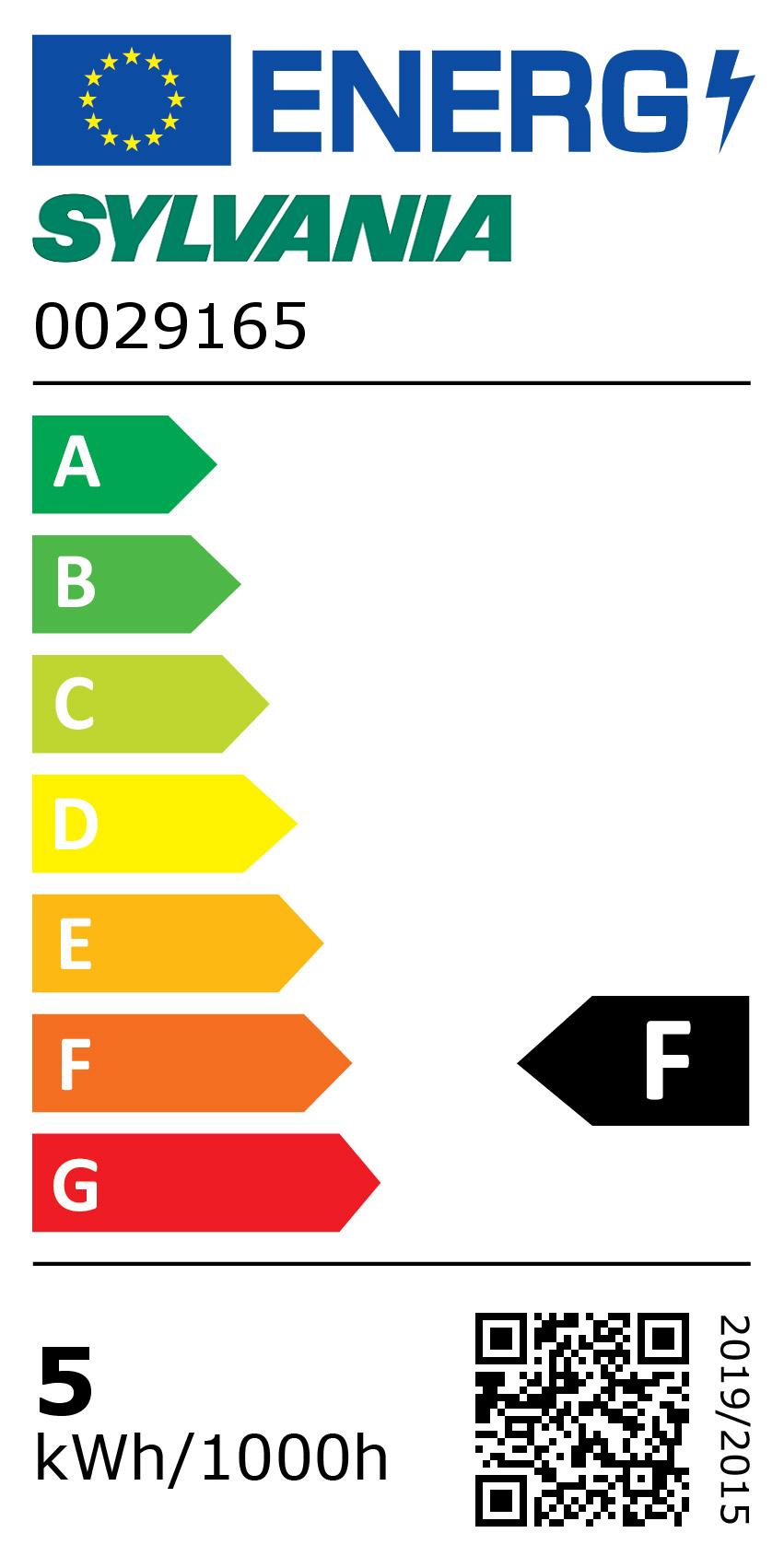 Classe énergétique ampoule SYLVANIA 0029165