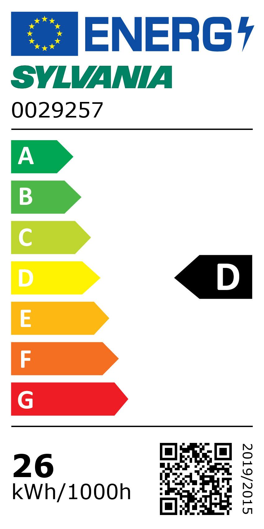 Classe énergétique ampoule SYLVANIA 0029257