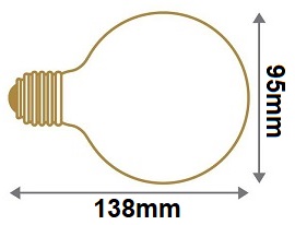 Dimensions ampoule globe calotte argentée