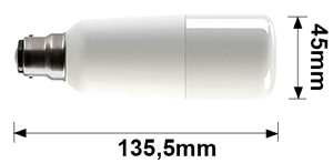 Dimensions LED tubulaire 12W B22 230V