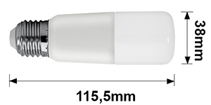 Dimensions LED tubulaire 9W E27 230V