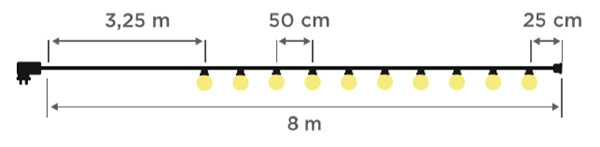 Dimensions guirlande 8m