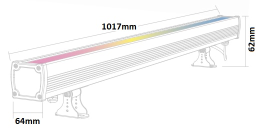 dimensions barre LED RGB CCT IP66 24W