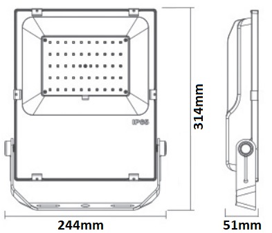 dimensions projecteur RGB CCT IP65 60W