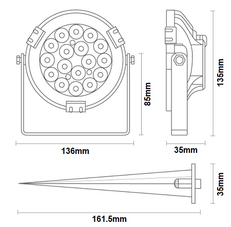 Spot piquet de jardin RGB CCR - projecteur miidex 80105