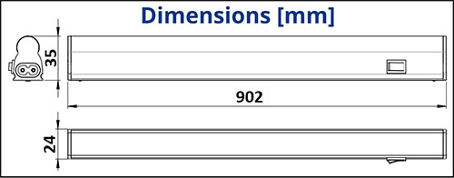 Dimensions réglette LED 12W - TUNGSRAM