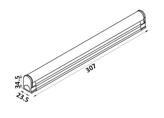 Dimensions réglette LCI 5W