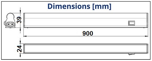 Dimensions réglette LED 14W - DURALAMP Filino T5