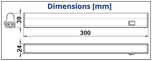 Dimensions réglette LED 4W - DURALAMP Filino T5