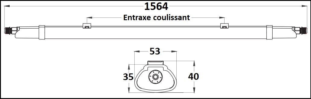 Dimensions réglette LED étanche LCI 5420172