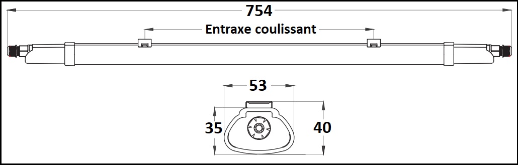 Dimensions réglette LED étanche LCI 5420170
