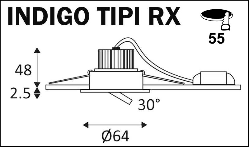 Dimensions spot INDIGO TIPI RX