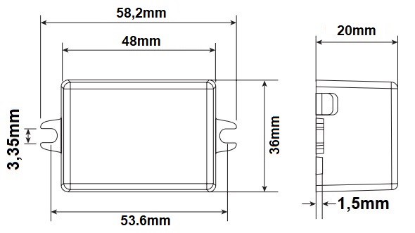 Dimensions alimentation LED LCI DCC TRIAC 10W 350mA et 700mA