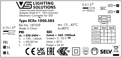 Driver LED VOSSLOH SHWABE 187259