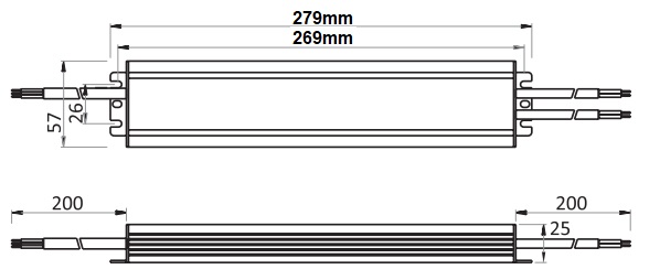 Dimensions alimentation 24V 150W